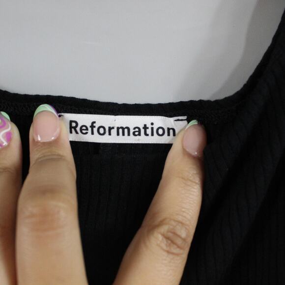 Reformation Dress Small Sleeveless Maxi Ribbed Bodycon Tank Black Casual Comfy - Picture 6 of 9